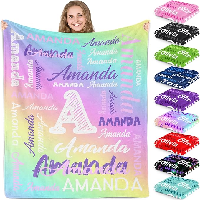 Personalized Name Blankets and Throws, Custom Blanket by Gudina