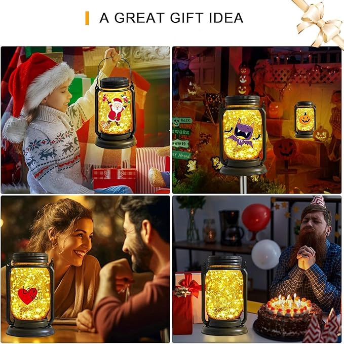 4 Pack Hanging Solar Lantern Lights, Gifts - Image 4