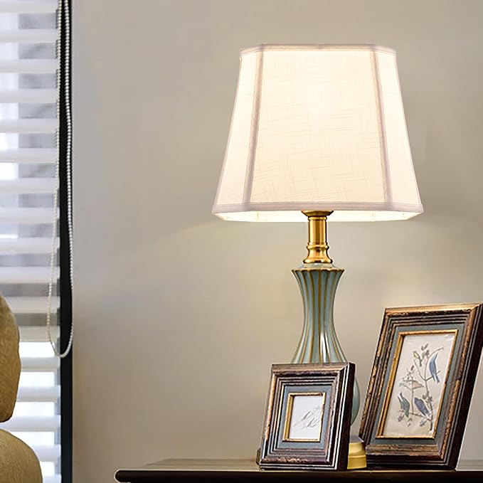 GO&SO 2 Pack White Linen Lamp Shades Square Cut Corners, Transitional Style - Image 9