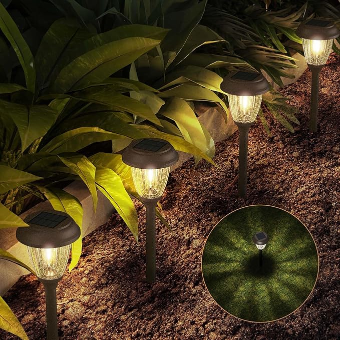 XMCOSY+ Solar Pathway Lights Outdoor, Glass & Stainless Steel Garden Lights - Image 9