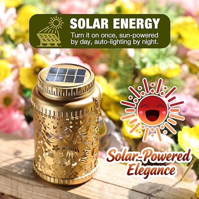 Cooo 4 Pack Solar Lanterns Outdoor Waterproof Hummingbird Red_Sage Solar - Image 7