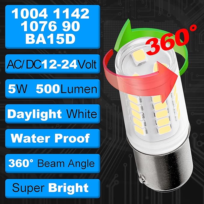 BA15D 1004 1142 1076 90 Marine Boat Navigation Lights Xenon White 6000K 12V 24V - Image 6