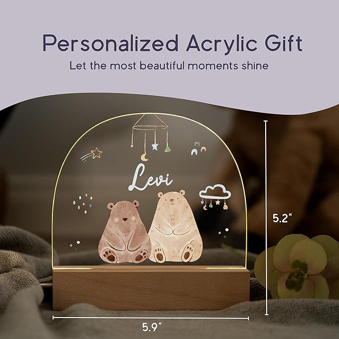 Baby Bear Night Light/Personalized Toddler Gifts/Custom Baby Stuff/NewbornGifts - Image 3
