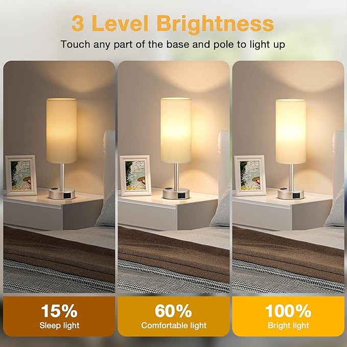 Touch Bedside Table Lamps Set - Image 3