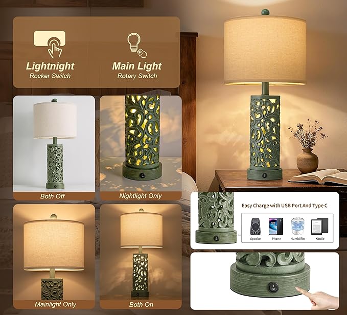 OYEARS 22'' Table Lamp Set of 2 - Image 3