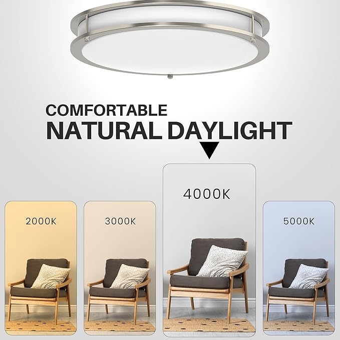 DYMOND LED Ceiling Light Fixture Flush Mount 4000K Natural Daylight Dimmable - Image 3