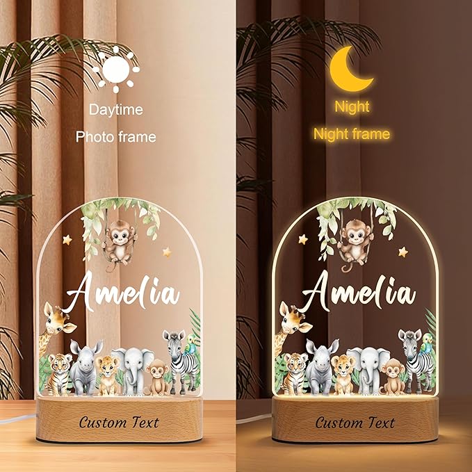 Personalized Baby Gifts for Kids Boys Girls, Custom Name LED Lamp, Safari - Image 9