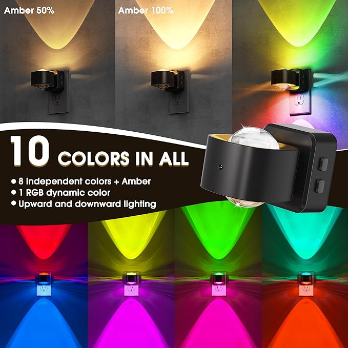 Briignite Night Light Projector, RGB Color Changing Night Light - Image 2