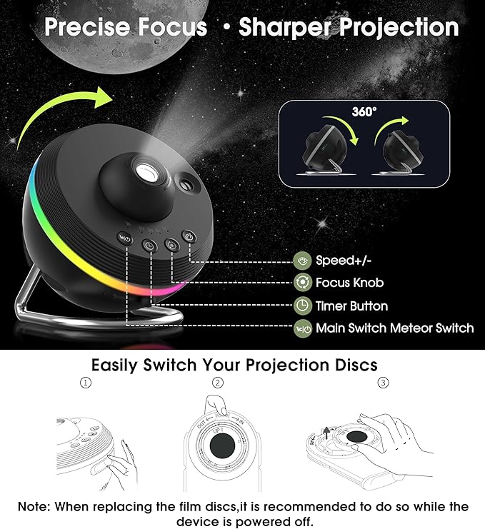 L LOHAS LED Galaxy Projector, Star Projector Planetarium Night Light, 13 in 1 - Image 5