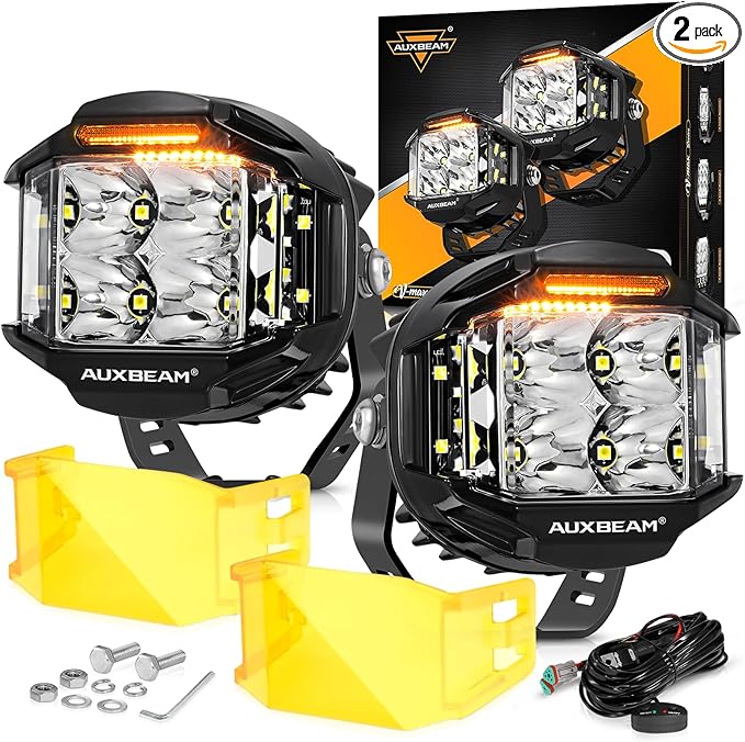 Auxbeam V-MAX Series 4in 92W Round LED Pods by Auxbeam
