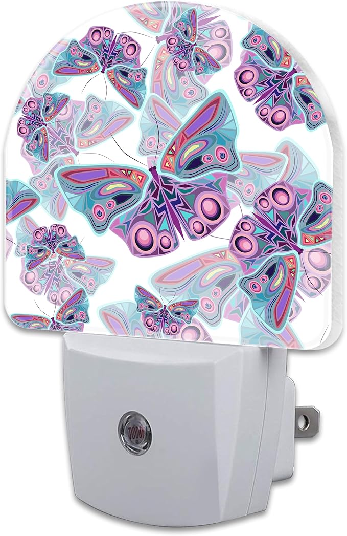 Colorful Butterflies Night Light Plug into Wall, Retro Watercolor Butterfly by sndheke
