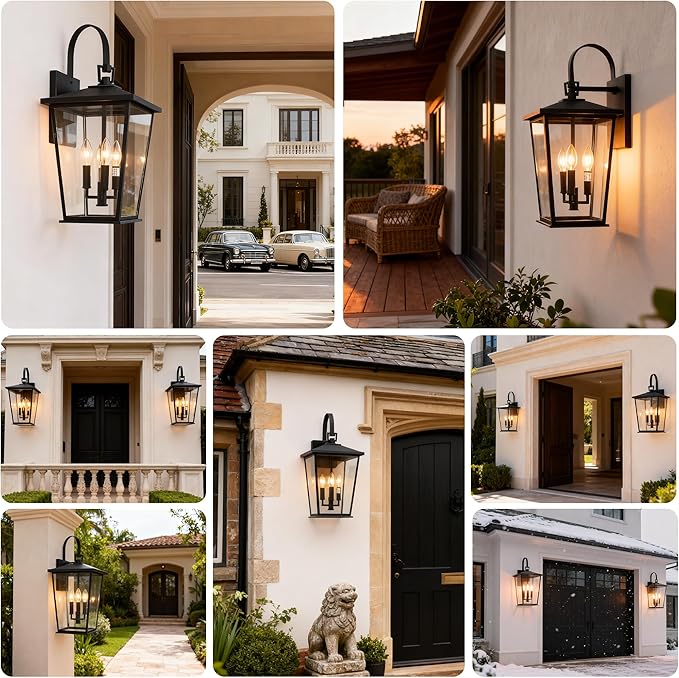 Kalium Modern Outdoor Wall Sconce Fixture 20 1/2", Matte Black, 3-Light - Image 8