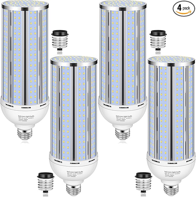 4 Pack 150W Corn LED Light Bulb, Fanless 5000K Daylight E26/E39 Large Mogul by XYCN