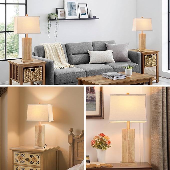 27.5" Wood Table Lamp, Modern Farmhouse Bedroom Lamp - Image 6