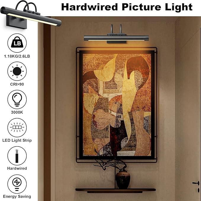 Picture Light, Art Lights Wall Sconce Hard-Wired, Bronze Pictures Frame Light - Image 3