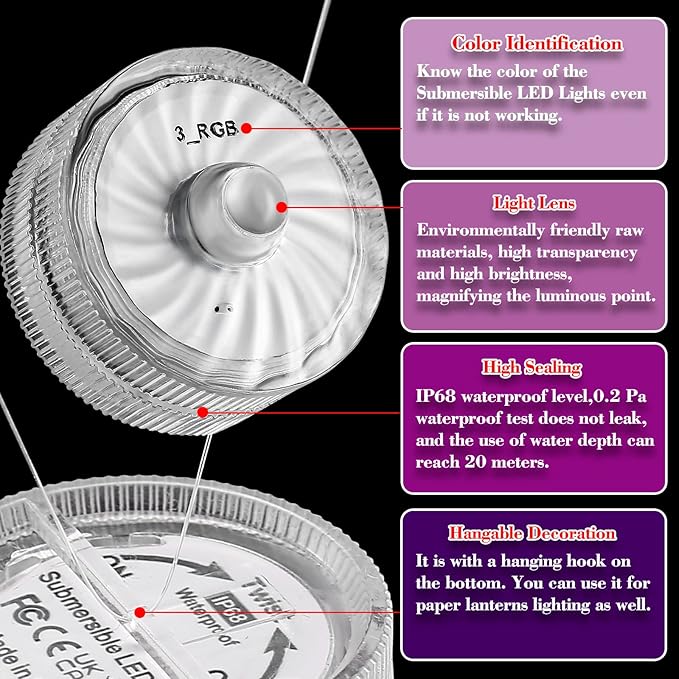 HL Submersible LED Light, Warm White Small LED Light, 100 Hours Waterproof - Image 5