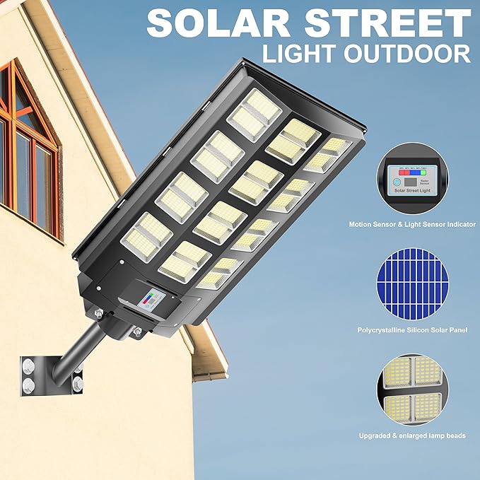 loyoele 9000W Solar Street Lights Outdoor 240000 Lumens Solar Flood Light - Image 7