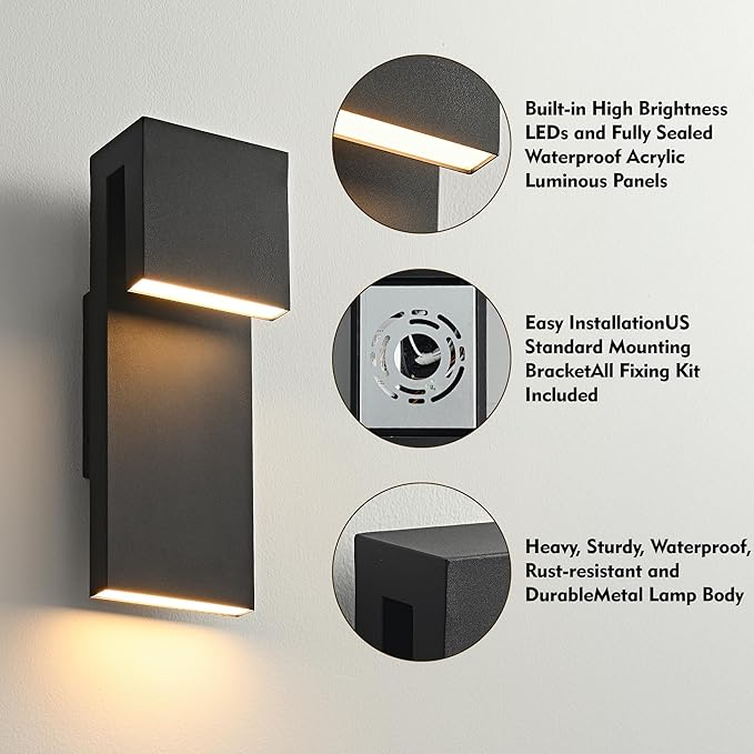 Modern LED Outdoor Wall Light 3000K 18W IP65 Waterproof Integrated LED Outdoor - Image 4