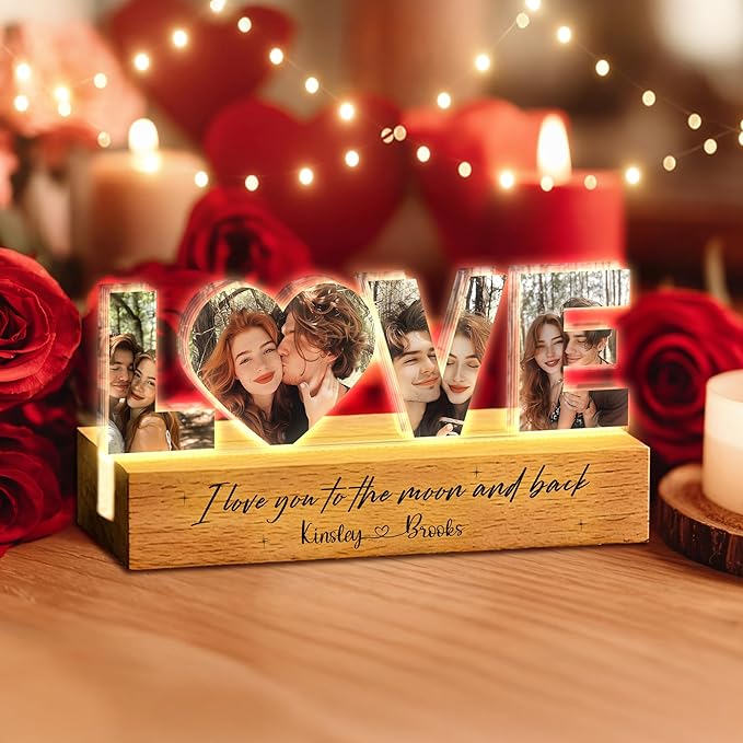 Personalized Couple Photo Collage Night Light – Custom Name, Photo & Quote - Image 6