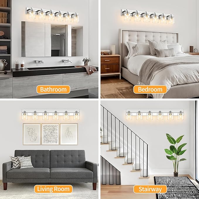 6 Light Modern Bathroom Light Fixtures Over Mirror, Chrome Vanity Lights - Image 6