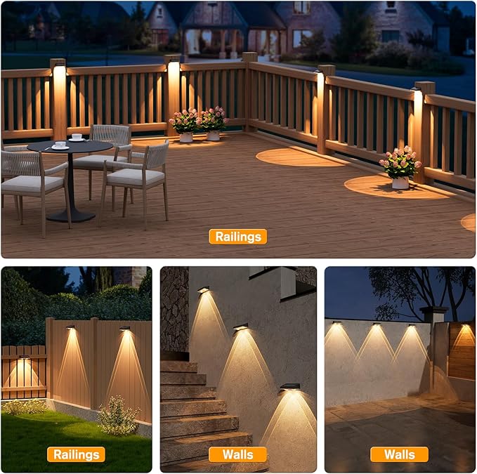 NIORSUN Solar Fence Lights, 24 Pack Deck Light, Led Lights Warm White Outdoor - Image 7