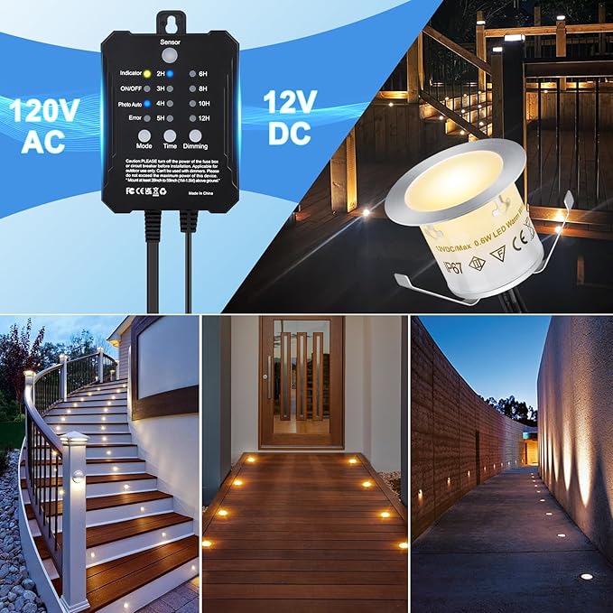 Dimmable LED Deck Lights With Timer and Photocell Sensor, 20 Pack Recessed - Image 7