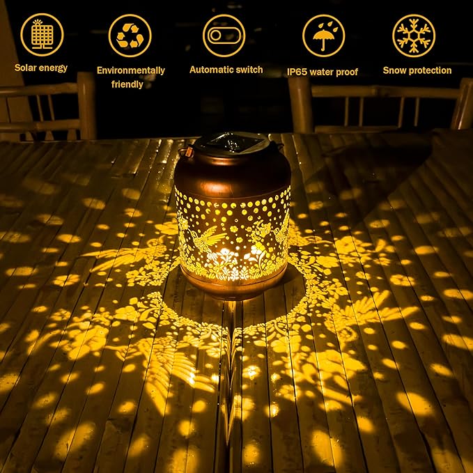 Gifts for Women Mom Grandma, Hummingbird Solar Lanterns Outdoor Waterproof - Image 2