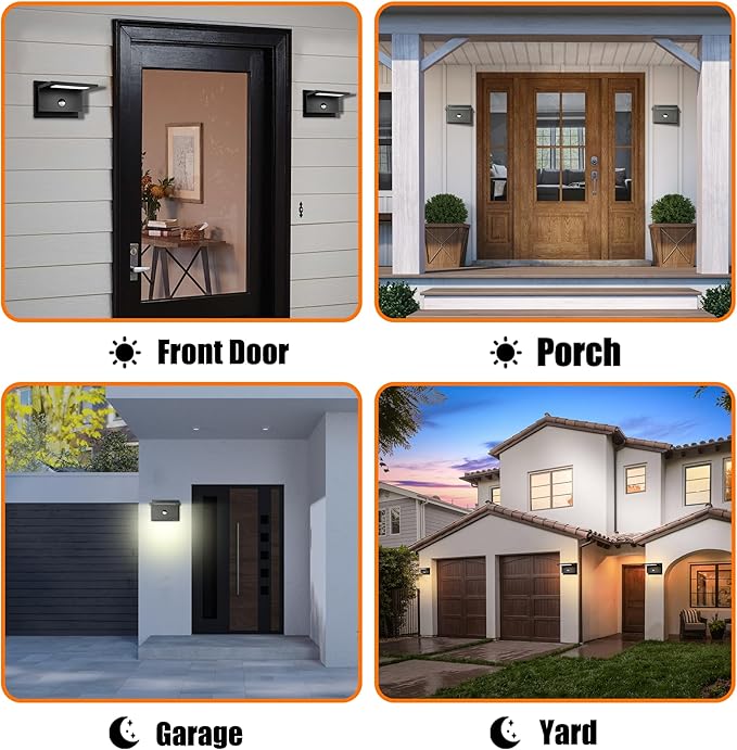 Motion Sensor Outdoor Wall Light Black LED Exterior House Light Fixture Front - Image 7