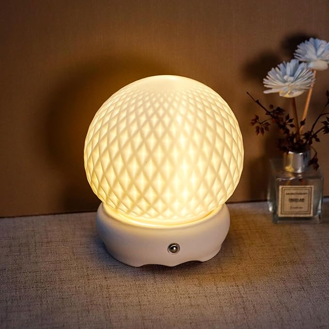 JHY DESIGN Ceramic Spherical Decorative lamp 6" H Rechargeable Table Lamp - Image 3