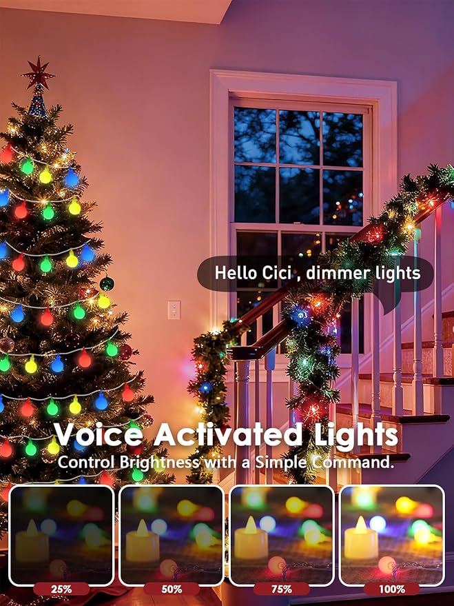 2025 New Connectable 43FT Smart Voice Controlled Christmas String Lights Indoor - Image 5