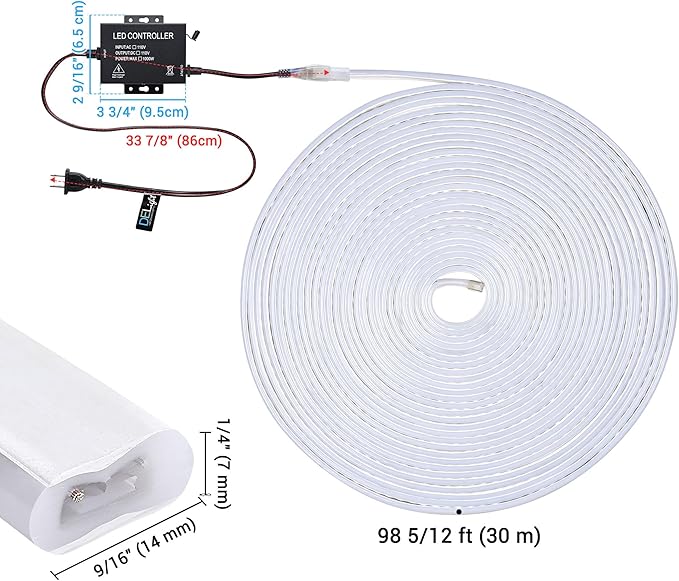 DELight 100FT Warm White Neon Rope Lights - Image 9