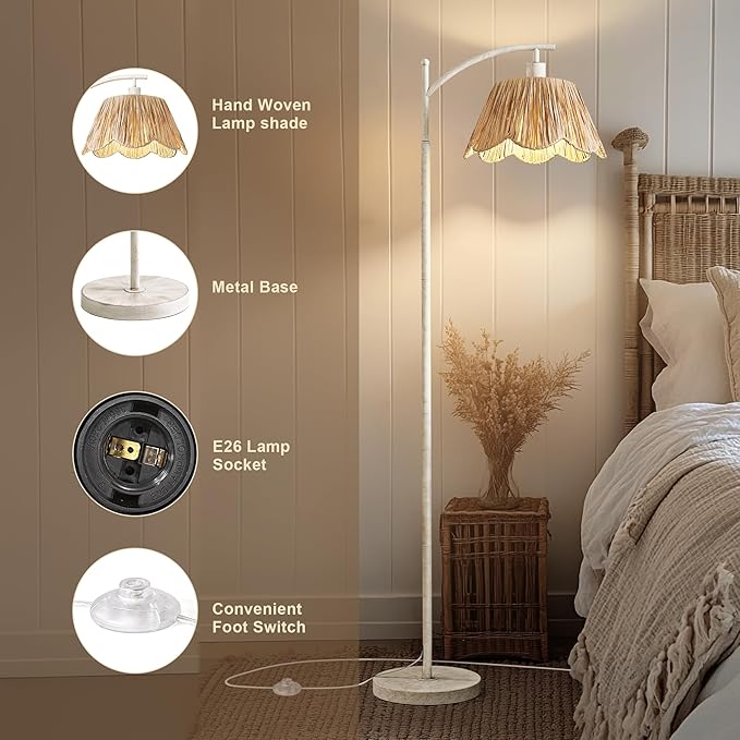 Oneach Farmhouse Floor Lamps for Living Room, Boho Floor Lamp for Bedroom - Image 8
