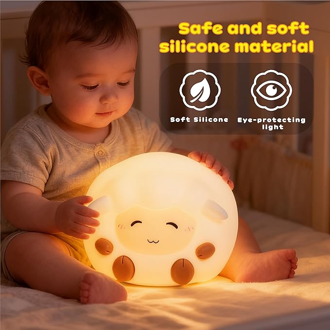 Rechargeable Sheep Night Light, Touch-Controlled Silicone Lamp, Anime Lamp - Image 3