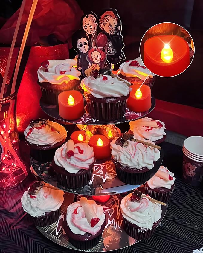 Homemory Red Tea Lights Candles Battery Operated, 200+Hour Flameless Flickering - Image 3