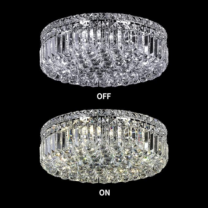 6-Lights Crystal Flush Mount Chandelier Light Fixture - Image 4