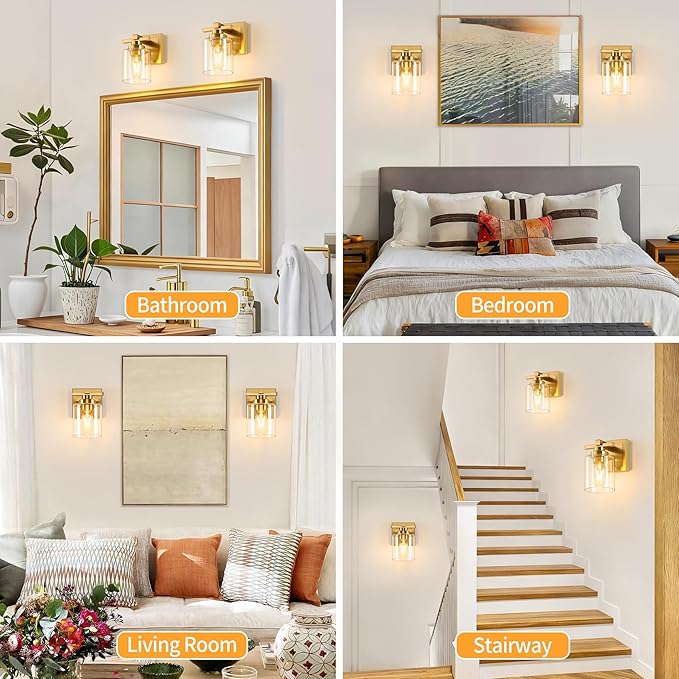 1 Light Modern Bathroom Light Fixtures Over Mirror, Brass Finish Vanity Lights - Image 6