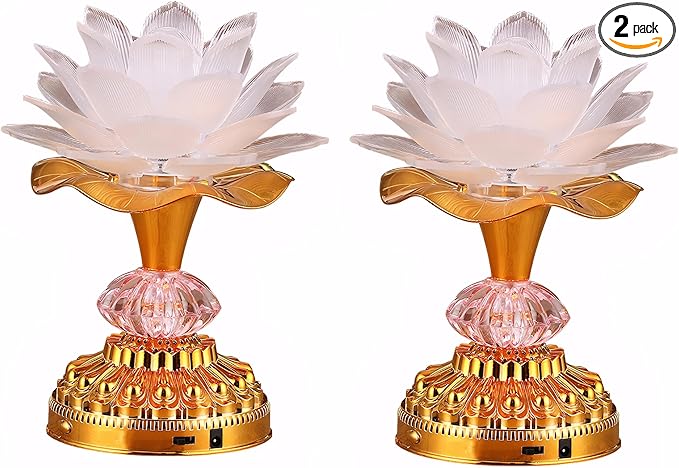 2Pack - Colorful LED Lotus Buddhist Lamp, Gradient Buddha Light by Omeet