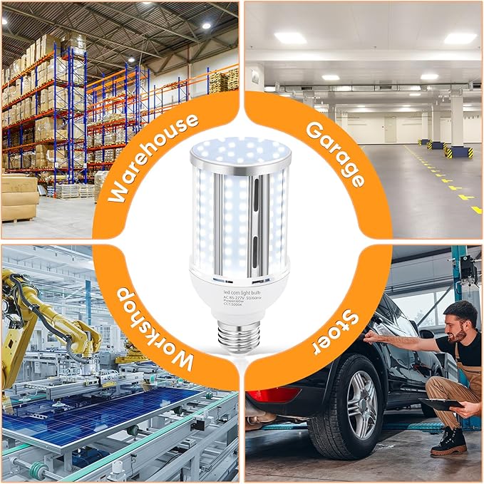 60W LED Corn Light Bulb, Fanless E26/E39 Medium/Large Mogul Base LED Cob Lamp - Image 5