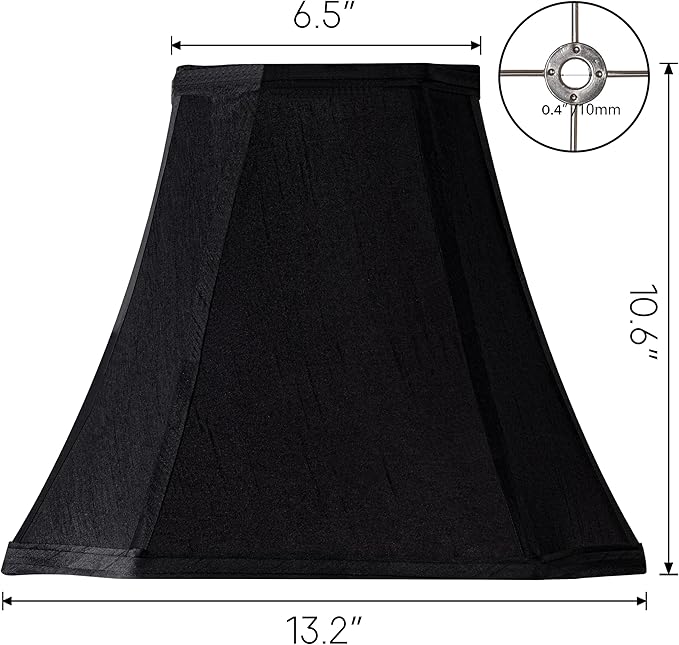 GO&S0 Set of 2 Medium Bell Lamp Shades Black, 13.2" Octagonal Lampshade - Image 2
