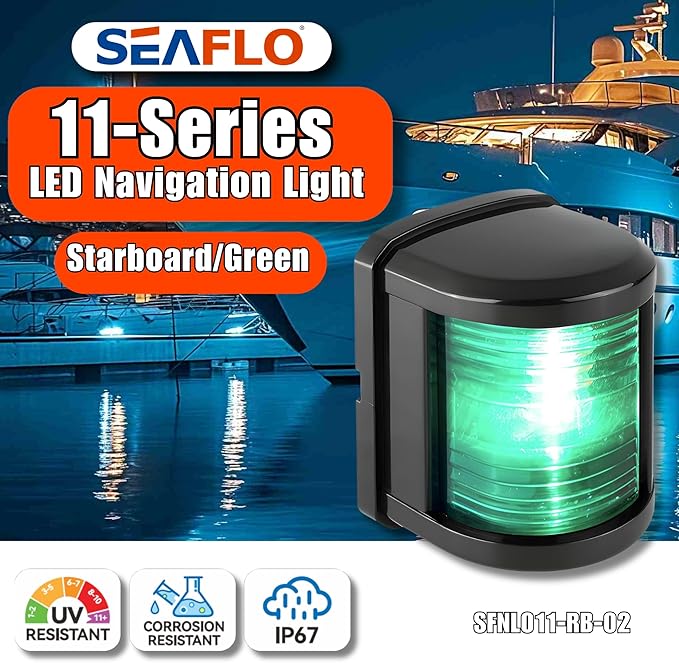 SEAFLO 11 Series Regular Sized LED Green Starboard Navigation Light – 12V - Image 4