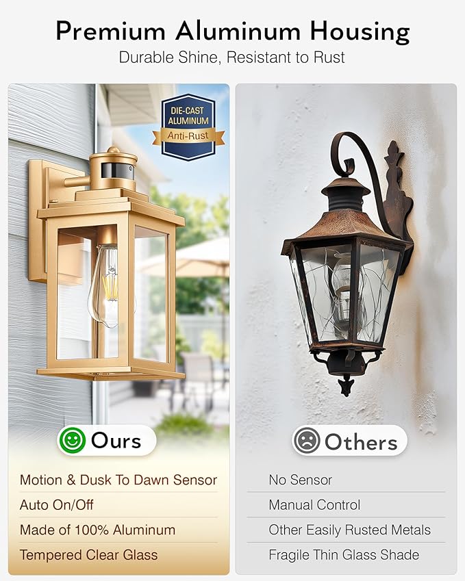 VIANIS Motion Sensor Outdoor Wall Lights Sconce, 2 Pack Dusk to Dawn Outdoor - Image 6