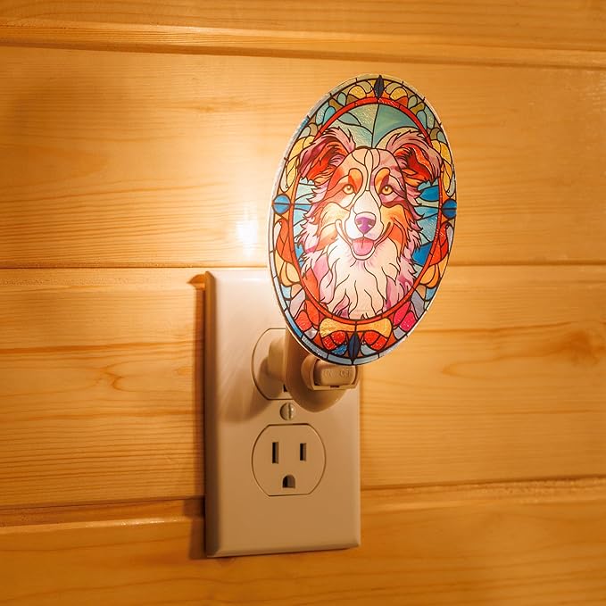 Stained Glass Styled Border Collie Night Light – Real Glass Plug-in Dog Night - Image 4