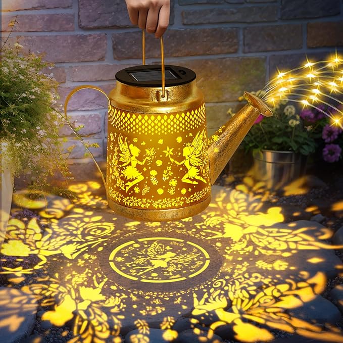 Christmas Gifts Solar Watering Can Lights Outdoor Garden Decor, Large Fairy - Image 2