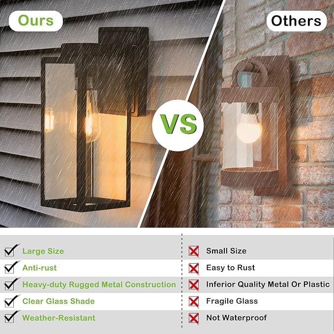 Large Outdoor Wall Light, 16 Inch Outdoor Wall Lantern, Dusk to Dawn Exterior - Image 2