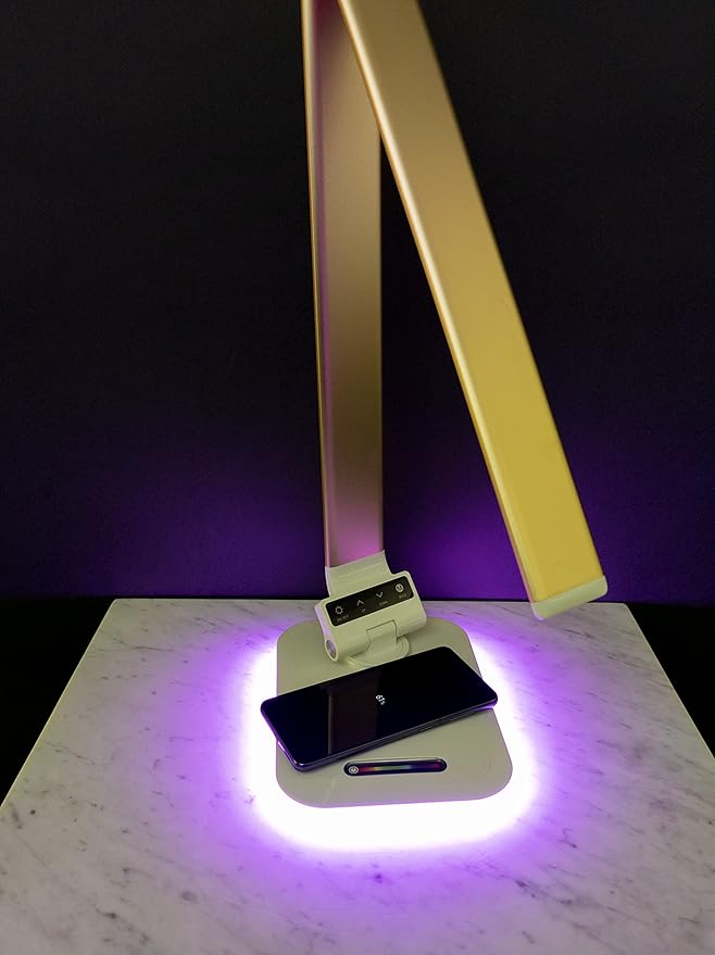 Desk Lamp with RGB Accent Light Wireless Charger USB Port Dimmable Light - Image 6