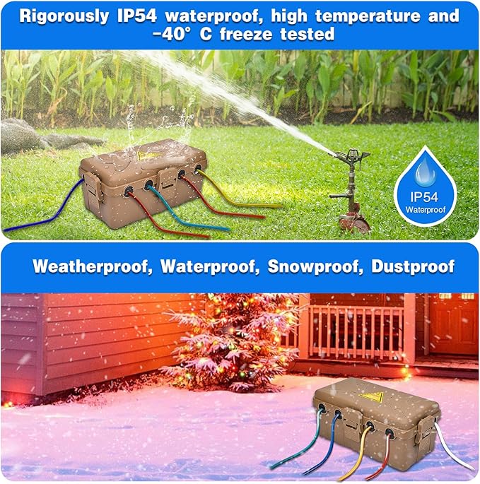 Hrensaw Medium Outdoor Electrical Box, Weatherproof Connection Box w/6 Cable - Image 5