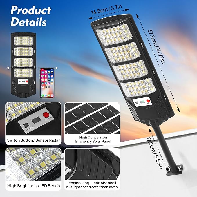 Solar Street Light Outdoor Waterproof, Motion Sensor Solar Powered Light - Image 7