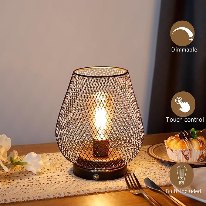 JHY DESIGN Dimmable Touch Bedside Table Lamp Rechargeable Battery Powered Lamp - Image 3