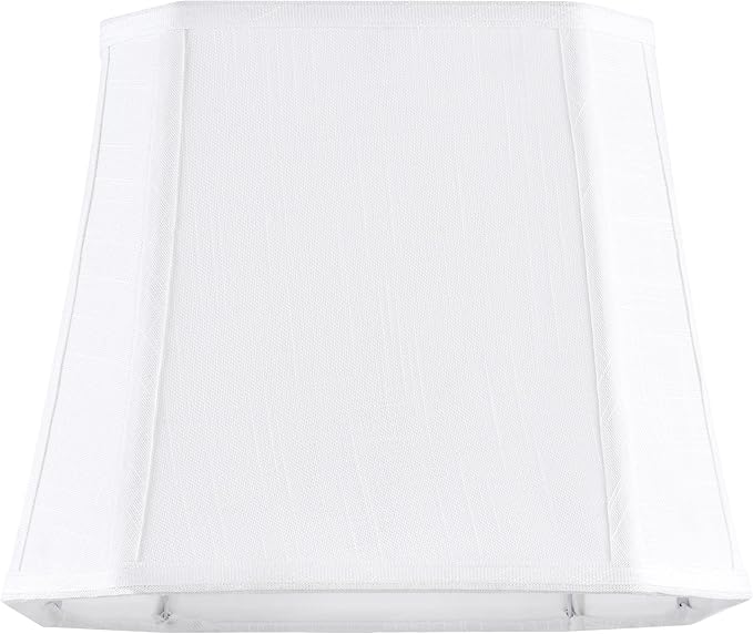 GO&SO 2 Pack White Linen Lamp Shades Square Cut Corners, Transitional Style - Image 7