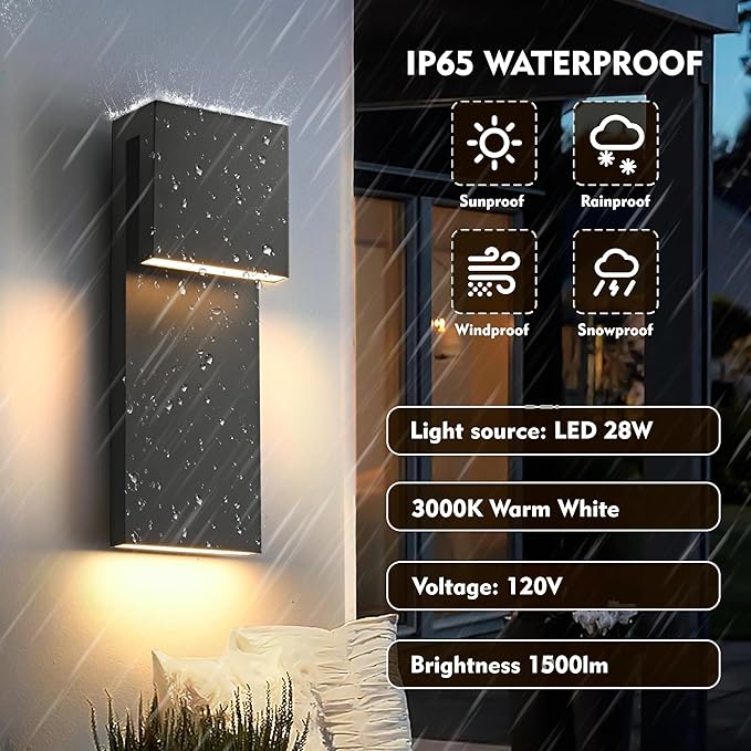 Modern Large Outdoor Wall Lights Integrated LED Outdoor Wall Sconces Lighting - Image 8